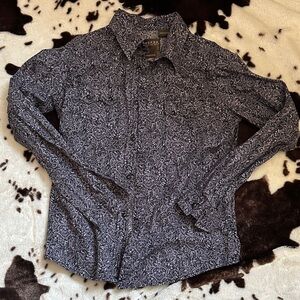Roper Black and White Paisley Button Down Shirt